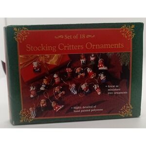 Vintage‎ Christmas Stocking Critters Ornaments Set Of 18  Miniature Still In Box